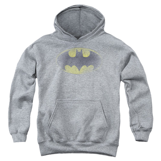Batman Faded Logo Kids Youth Hoodie Heather