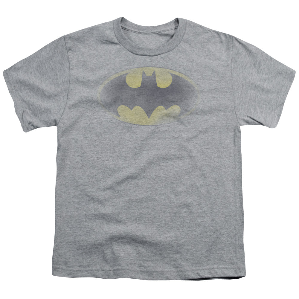 Batman Faded Logo Kids Youth T Shirt Athletic Heather