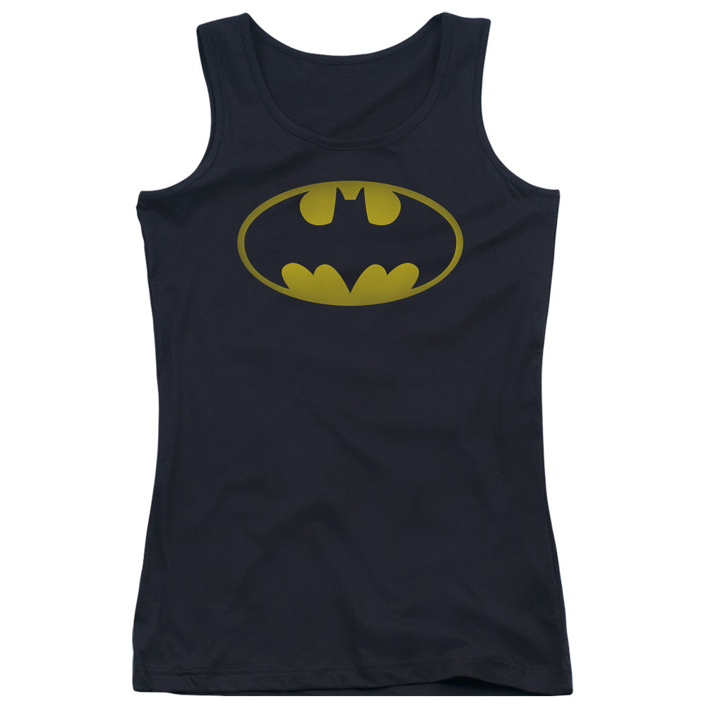 Batman Washed Bat Logo Womens Tank Top Shirt Black