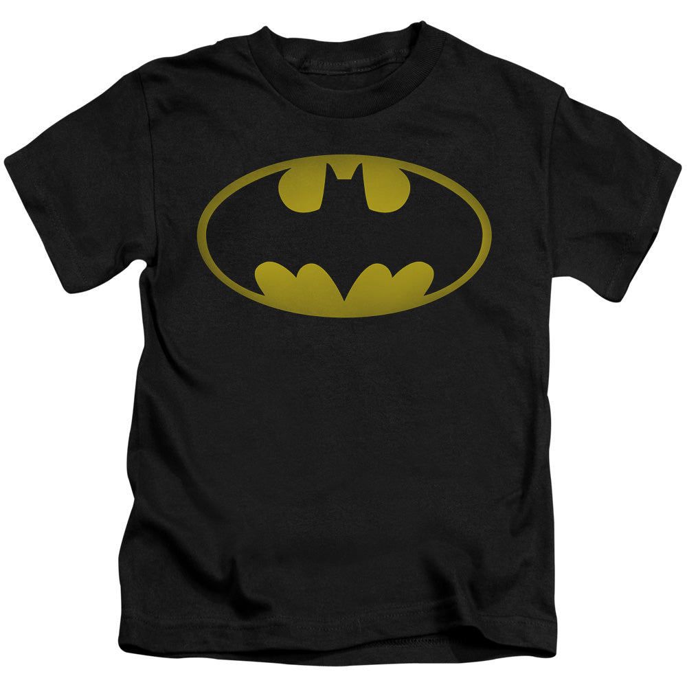 Batman Washed Bat Logo Juvenile Kids Youth T Shirt Black