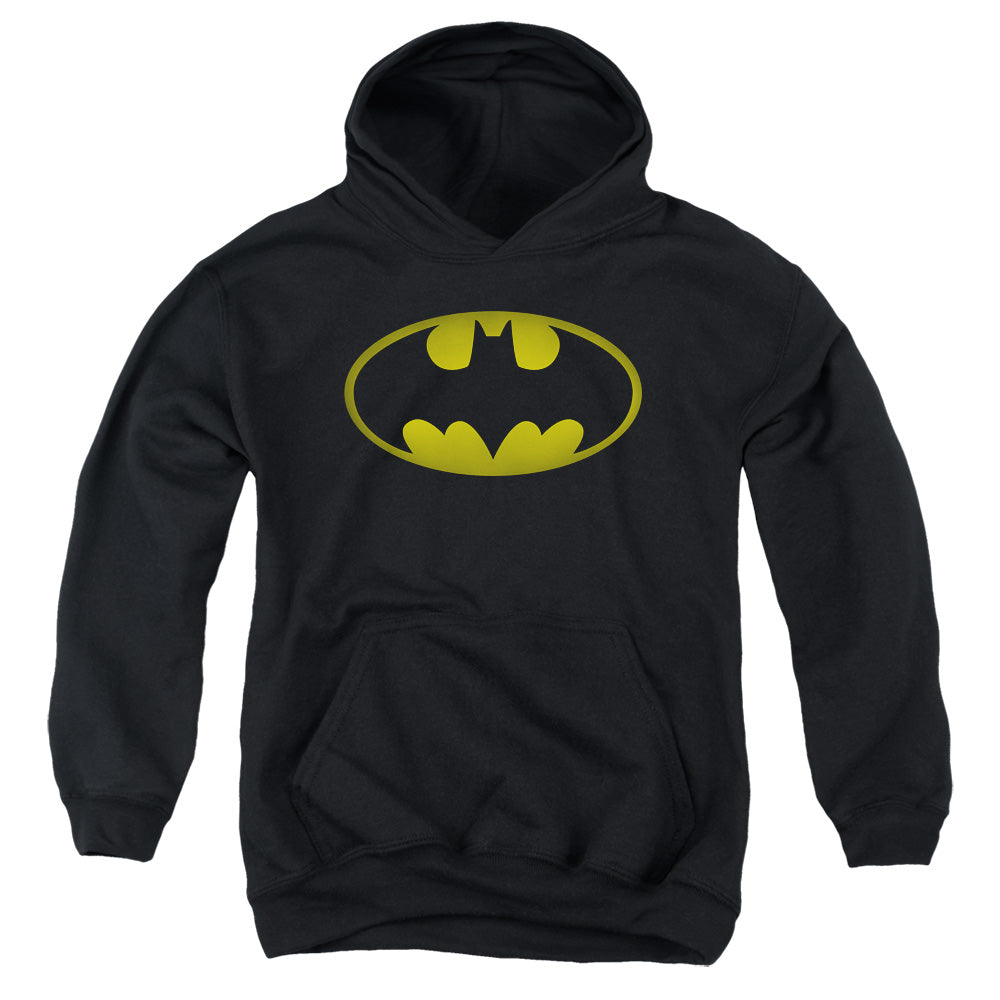 Batman Washed Bat Logo Kids Youth Hoodie Black