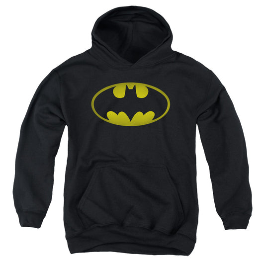 Batman Washed Bat Logo Kids Youth Hoodie Black