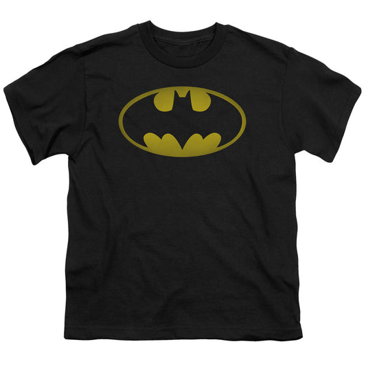 Batman Washed Bat Logo Kids Youth T Shirt Black