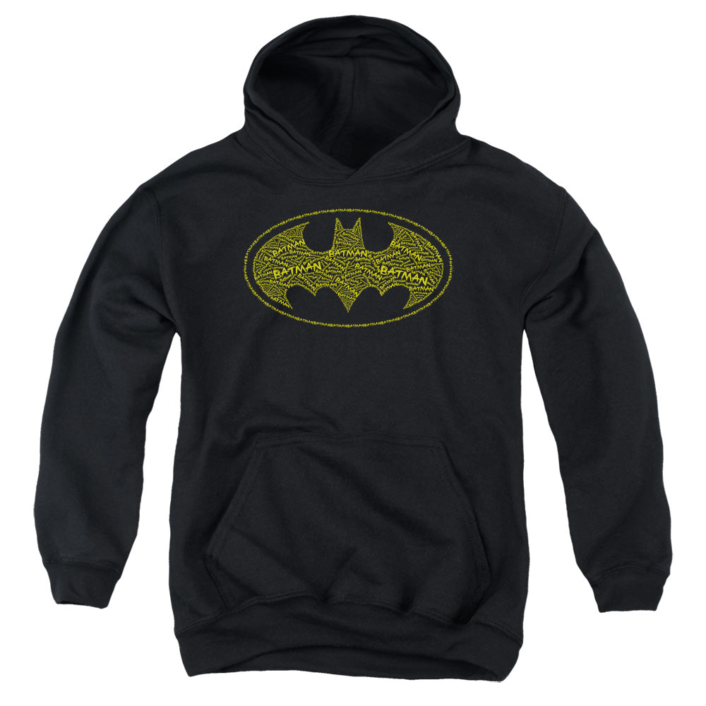 Batman Type Logo Kids Youth Hoodie Black