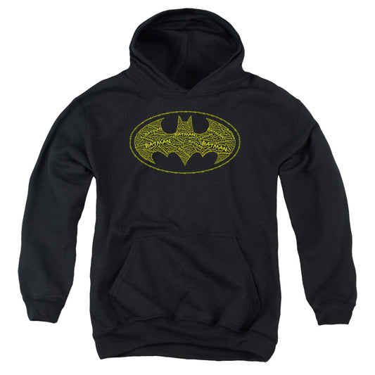 Batman Type Logo Kids Youth Hoodie Black