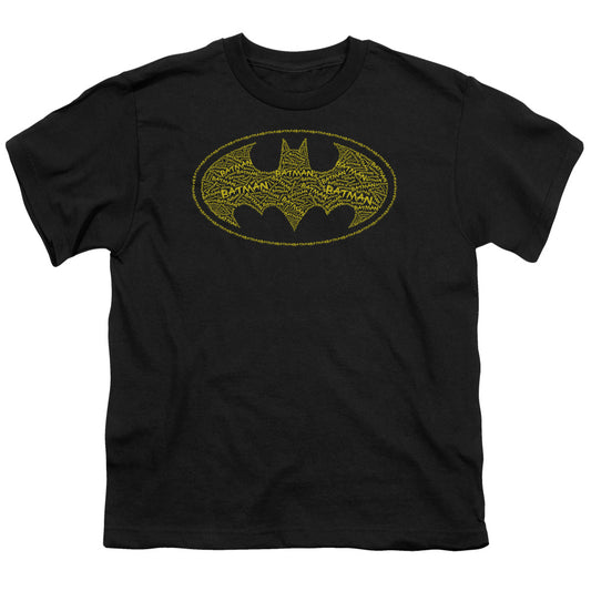 Batman Type Logo Kids Youth T Shirt Black