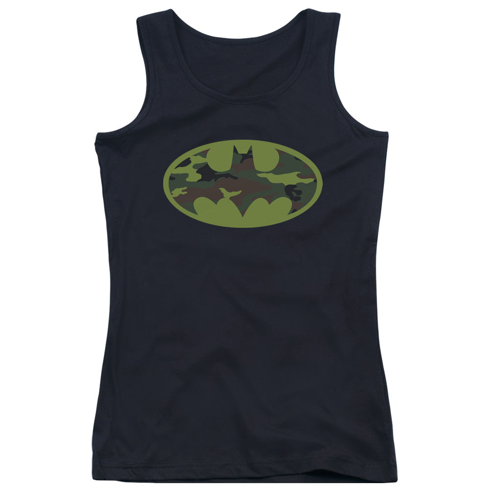 Batman Camo Logo Womens Tank Top Shirt Black