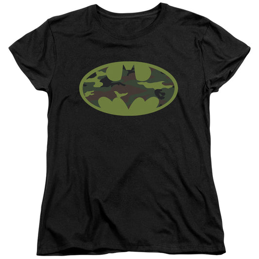 Batman Camo Logo Womens T Shirt Black