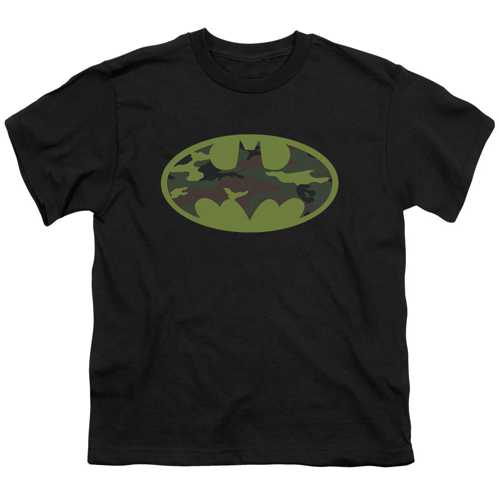 Batman Camo Logo Kids Youth T Shirt Black
