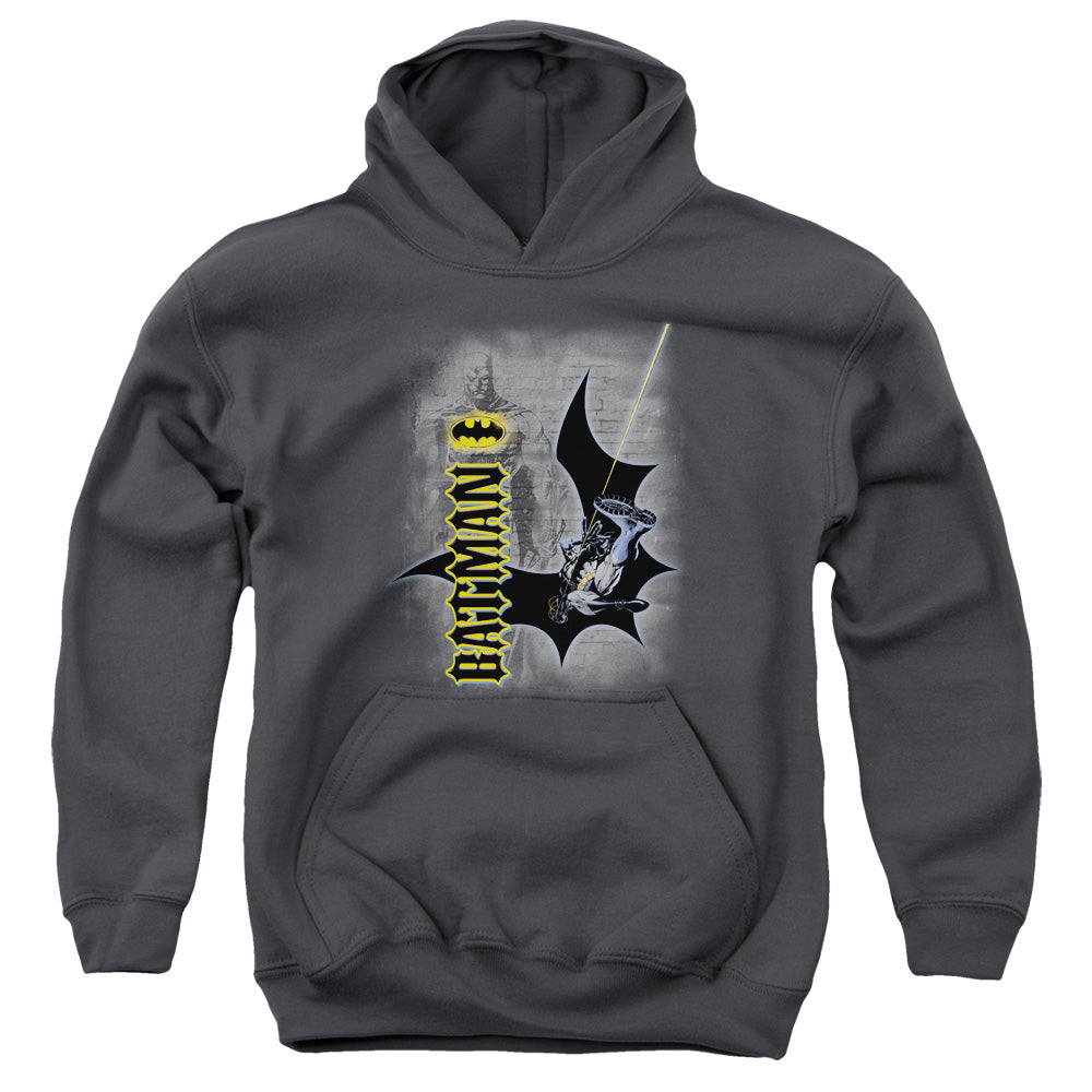 Batman Swing Into Action Kids Youth Hoodie Charcoal
