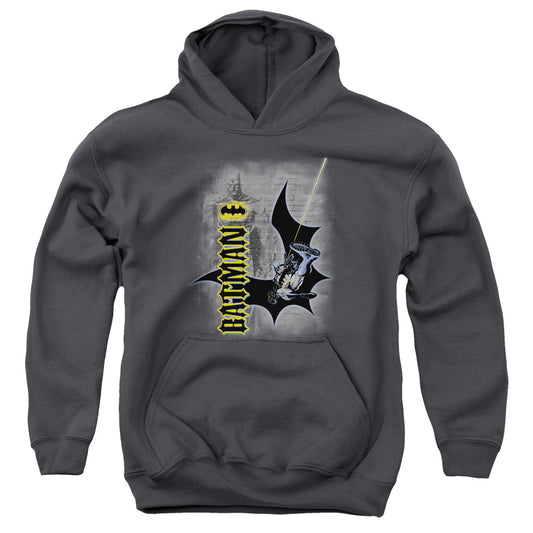 Batman Swing Into Action Kids Youth Hoodie Charcoal