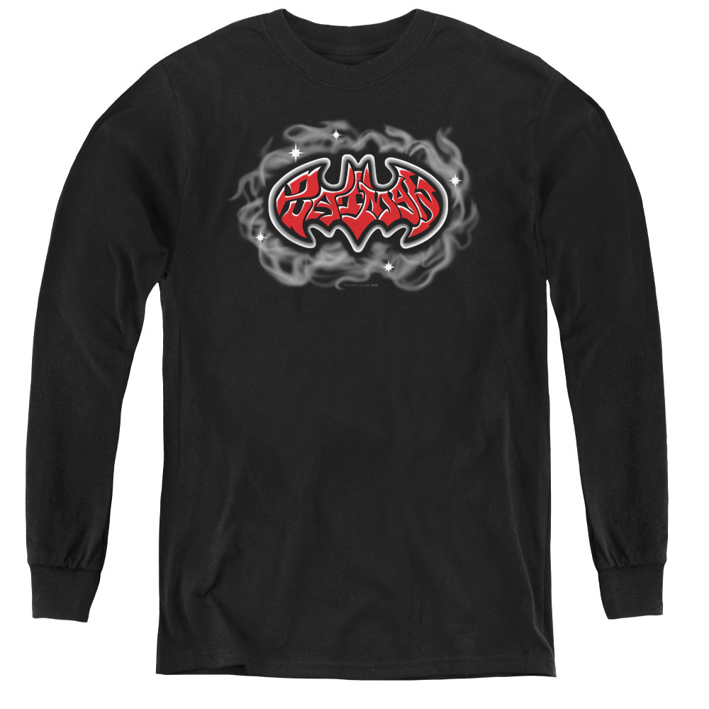Batman Hip Hop Logo Long Sleeve Kids Youth T Shirt Black