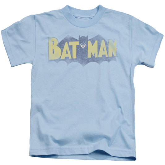 Batman Vintage Logo Juvenile Kids Youth T Shirt Light Blue