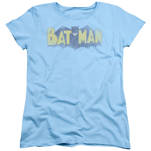 Batman Vintage Logo Womens T Shirt Light Blue