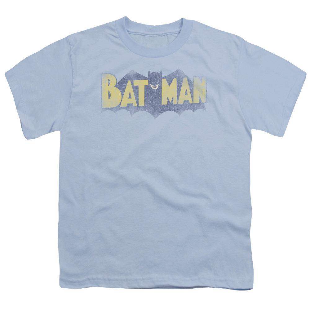 Batman Vintage Logo Kids Youth T Shirt Light Blue