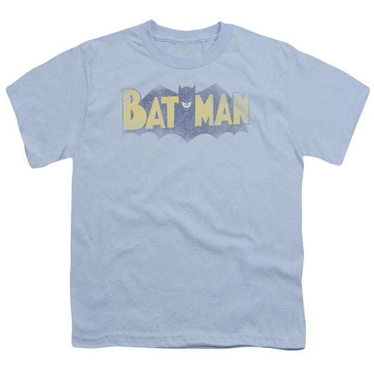 Batman Vintage Logo Kids Youth T Shirt Light Blue