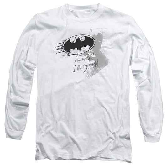 Batman I Am Vengeance Mens Long Sleeve Shirt White