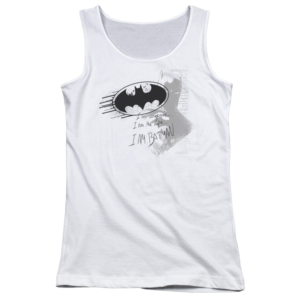 Batman I Am Vengeance Womens Tank Top Shirt White