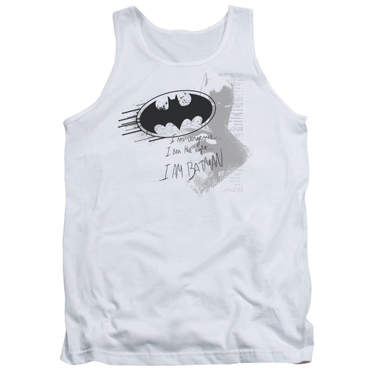 Batman I Am Vengeance Mens Tank Top Shirt White