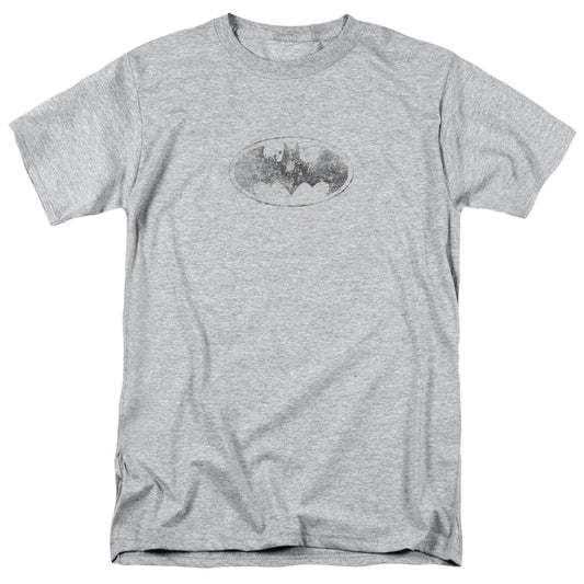 Batman Burned & Splattered Mens T Shirt Athletic Heather