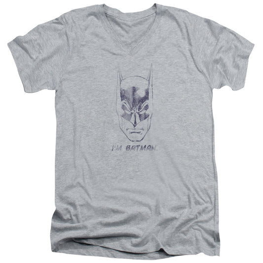 Batman Im Batman Mens Slim Fit V Neck T Shirt Athletic Heather