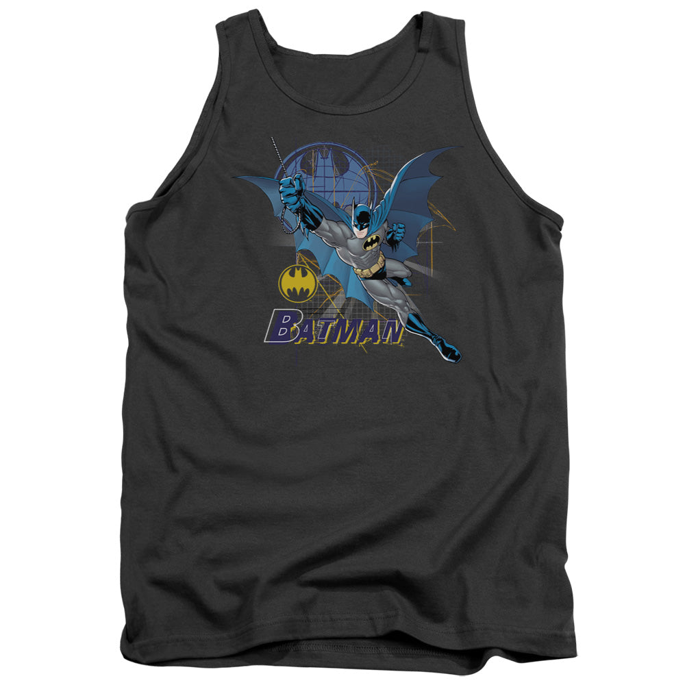 Batman Cape Outstretched Mens Tank Top Shirt Charcoal