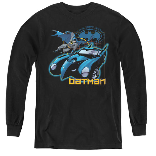 Batman Nice Wheels Long Sleeve Kids Youth T Shirt Black