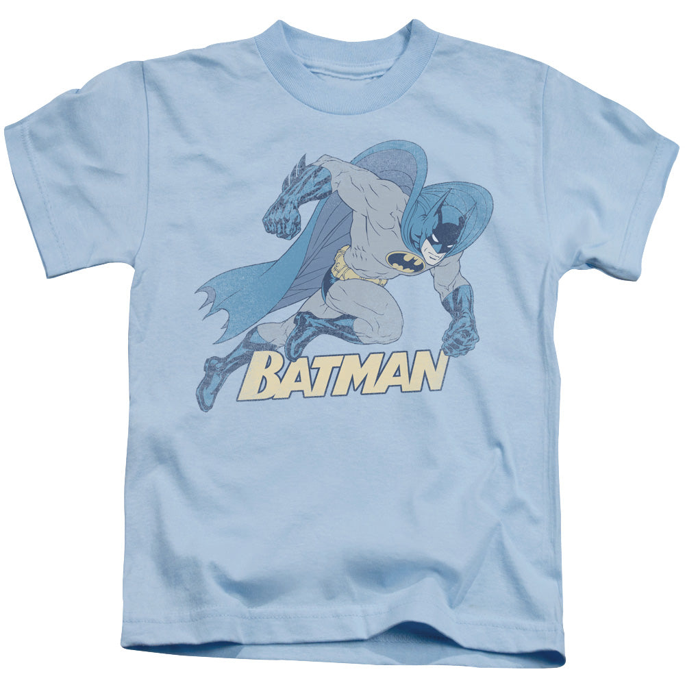 Batman Running Retro Juvenile Kids Youth T Shirt Light Blue
