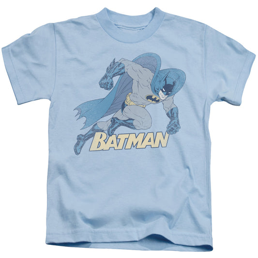 Batman Running Retro Juvenile Kids Youth T Shirt Light Blue