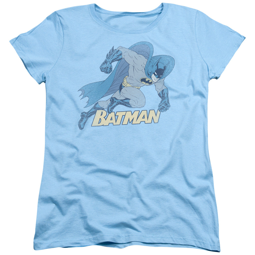 Batman Running Retro Womens T Shirt Light Blue