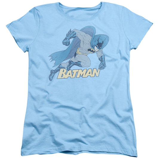 Batman Running Retro Womens T Shirt Light Blue