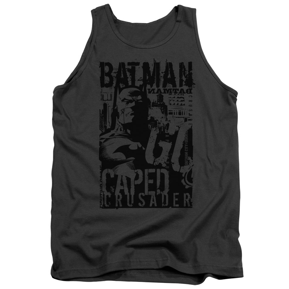 Batman Caped Crusader Mens Tank Top Shirt Charcoal