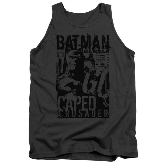 Batman Caped Crusader Mens Tank Top Shirt Charcoal