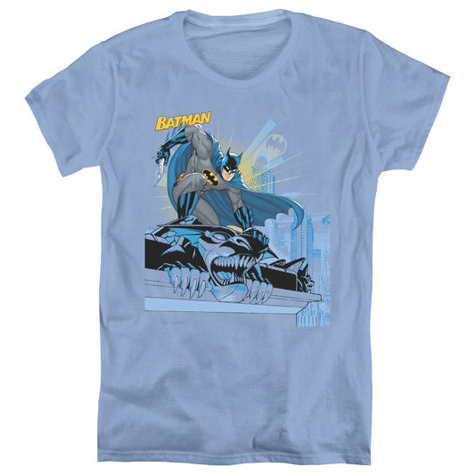 Batman Two Gotham Gargoyles Womens T Shirt Carolina Blue