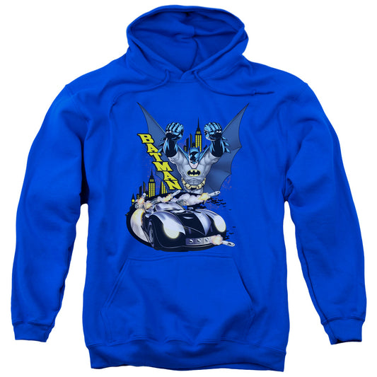 Batman By Air & By Land Mens Hoodie Royal Blue