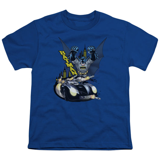 Batman By Air & By Land Kids Youth T Shirt Royal Blue