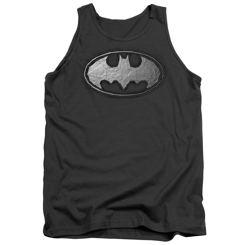 Batman Duct Tape Logo Mens Tank Top Shirt Charcoal