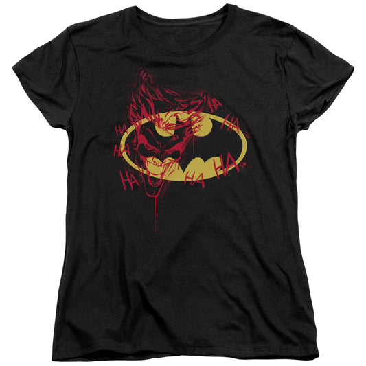 Batman Joker Graffiti Womens T Shirt Black