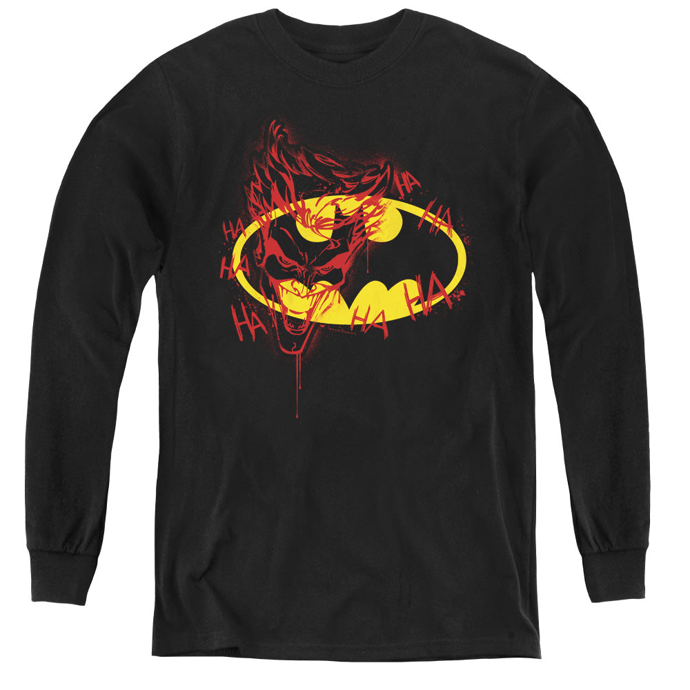 Batman Joker Graffiti Long Sleeve Kids Youth T Shirt Black