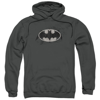 Batman Arcane Bat Logo Mens Hoodie Charcoal
