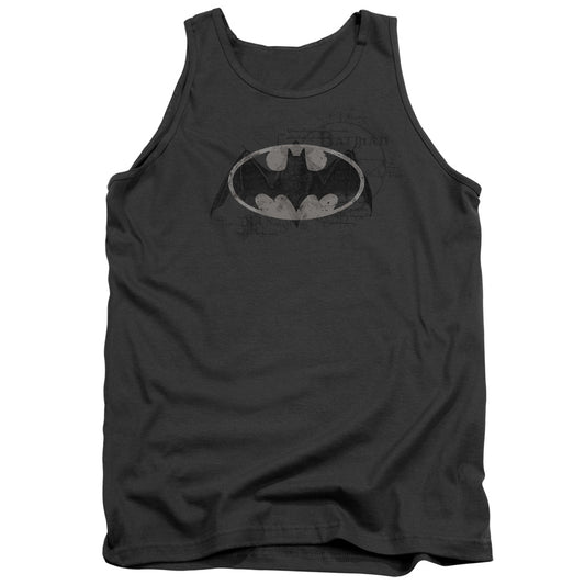 Batman Arcane Bat Logo Mens Tank Top Shirt Charcoal