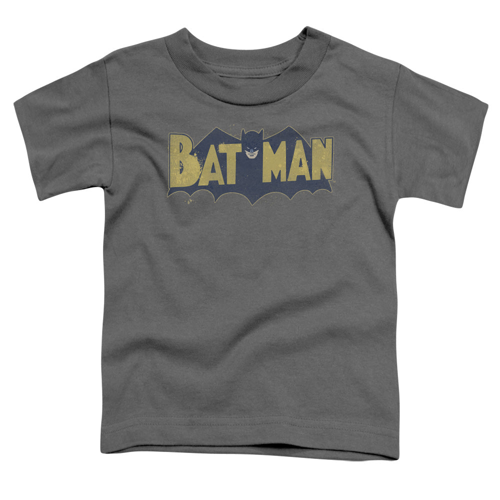 Batman Vintage Logo Splater Toddler Kids Youth T Shirt Charcoal