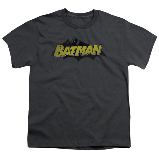 Batman Classic Comic Logo Kids Youth T Shirt Charcoal