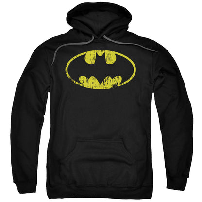 Batman Classic Logo Distressed Mens Hoodie Black