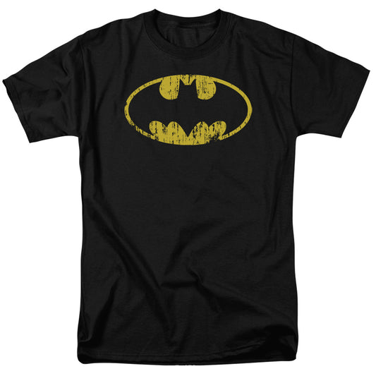 Batman Classic Logo Distressed Mens T Shirt Black