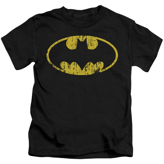 Batman Classic Logo Distressed Juvenile Kids Youth T Shirt Black