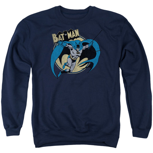 Batman Through The Night Mens Crewneck Sweatshirt Navy Blue