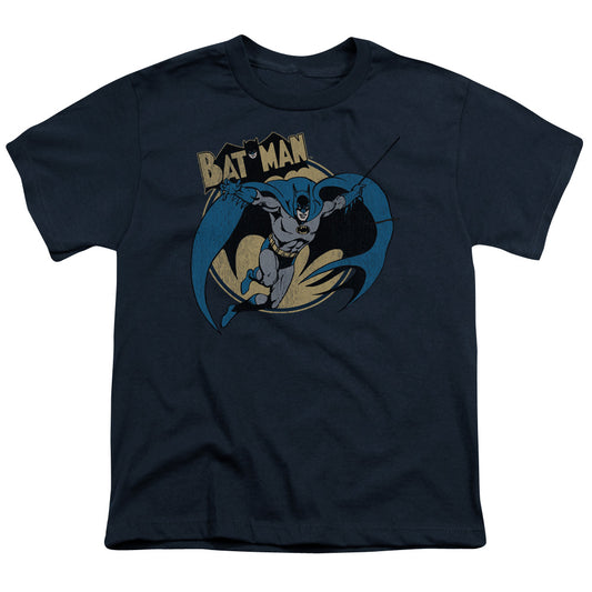Batman Through The Night Kids Youth T Shirt Navy Blue
