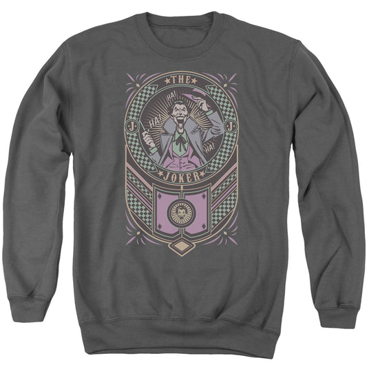 Batman Joker Checkered Sign Mens Crewneck Sweatshirt Charcoal