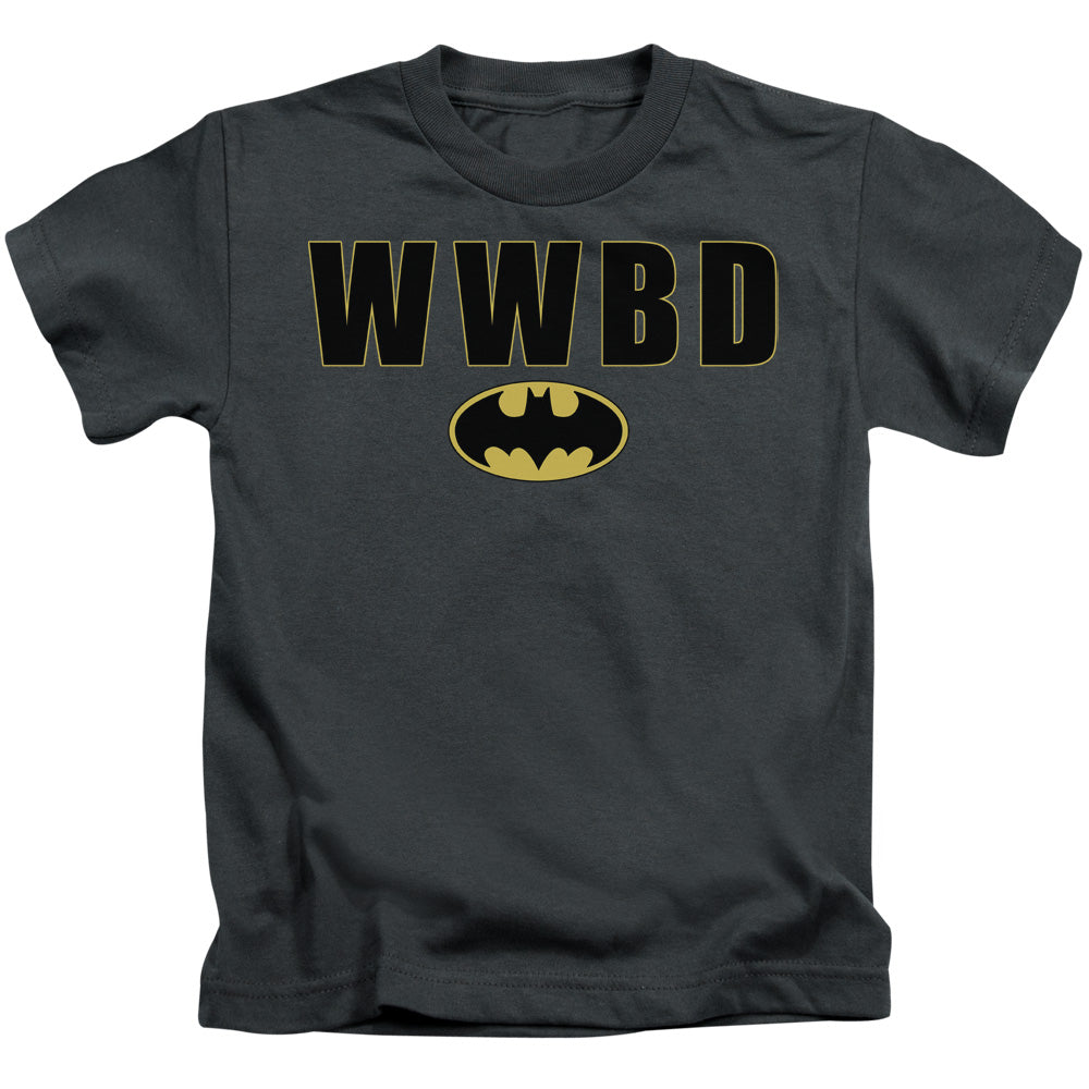 Batman Wwbd Logo Juvenile Kids Youth T Shirt Charcoal